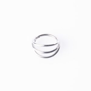 TRIPLE RING PIERCING TITANIO SILVER - WATERPROOF