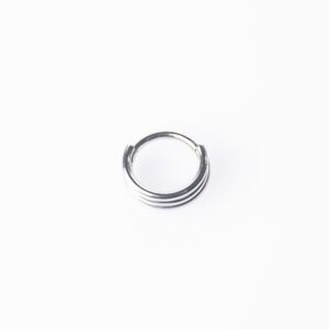 TRIPLE FLAT RING PIERCING TITANIO SILVER - WATERPROOF